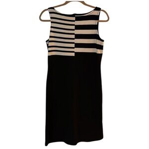 St.John Black and white striped sleeveless dress. Size 8